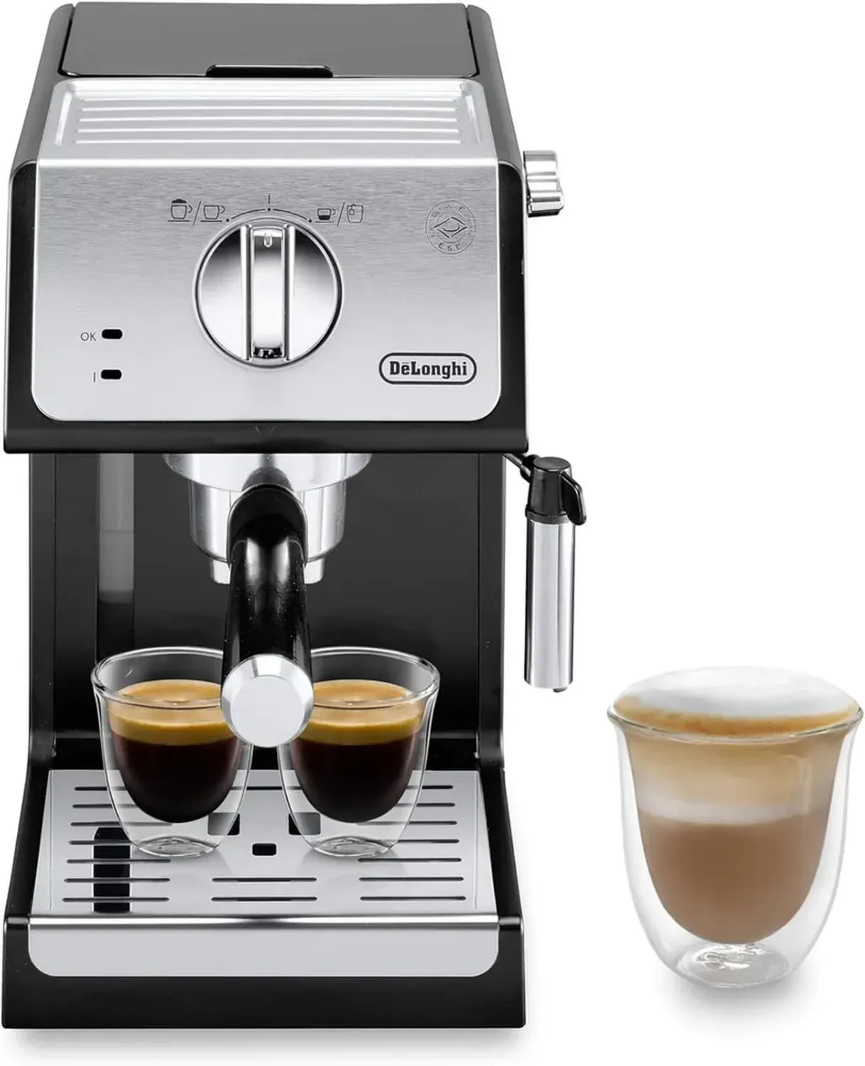 De'Longhi Macchina Espresso Manuale ECP33.21 per Caffè e Cappuccino, Compatibile con Polvere e Cialde E.S.E., Argento e Nero