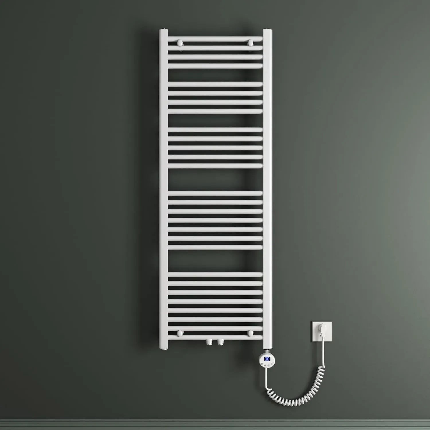 Radiatore Scaldasalviette Elettrico 140x50cm 800W in Acciaio Bianco