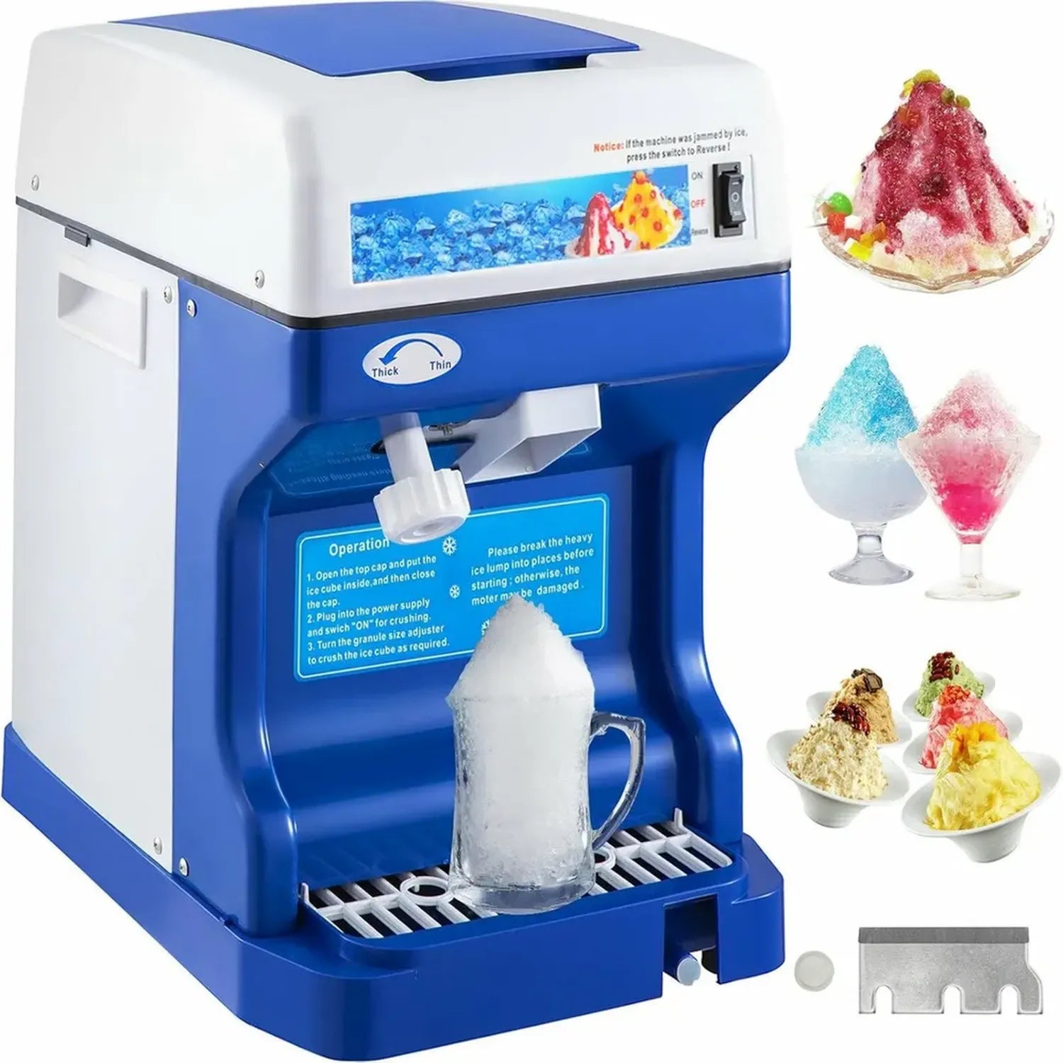 Macchina Elettrica Tritaghiaccio 120/200 KG/H per Granita e Coni di Neve