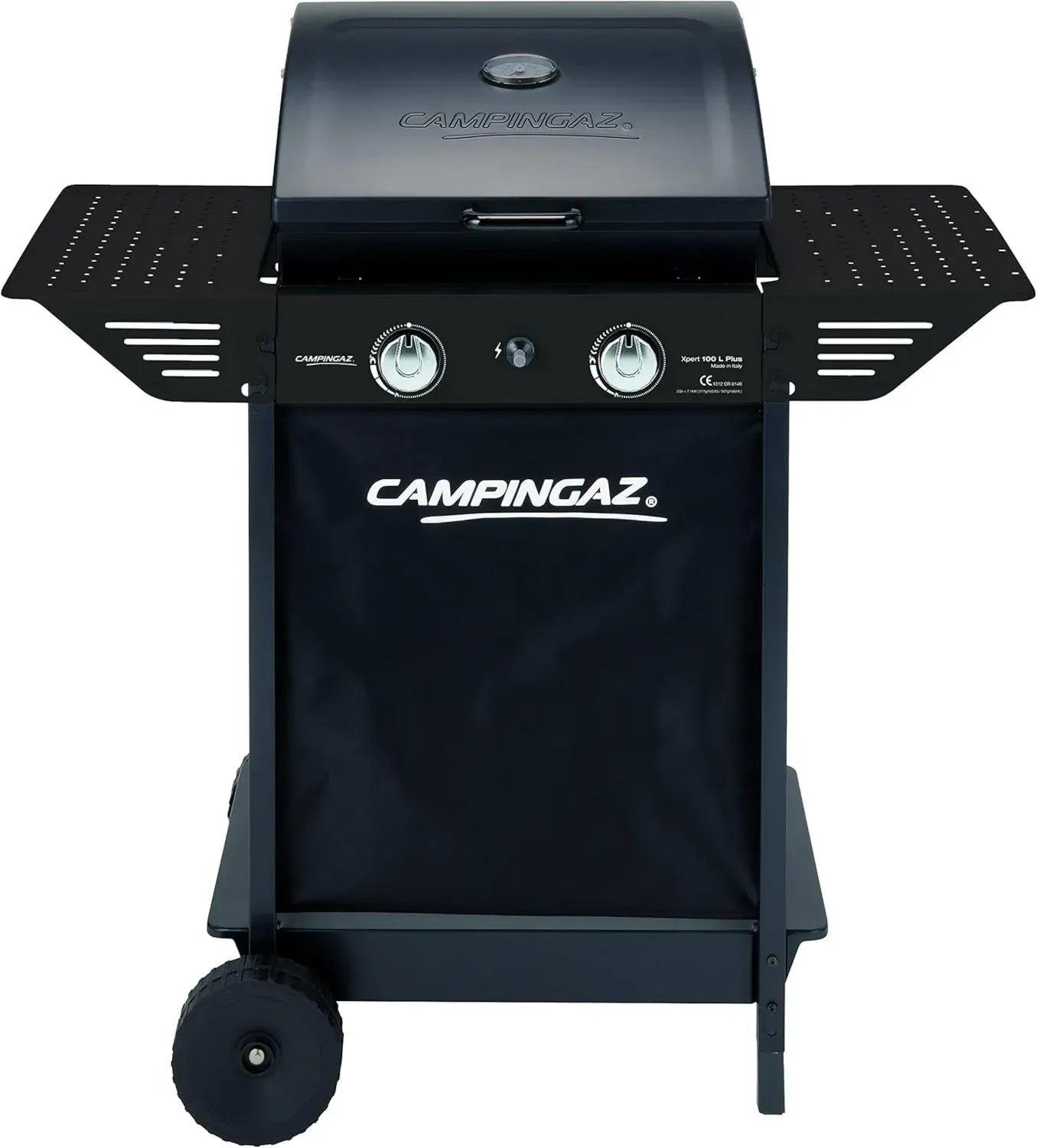 Campingaz Xpert 100L Barbecue a Gas con Pietra Lavica, 2 Bruciatori, Coperchio Termometro, Vassoi Laterali