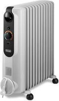 De'Longhi Radiatore Elettrico a Olio TRRS1225, Risparmio Energetico con 12 Alette, Ideale per Stanze fino a 75m³, Sicurezza Termostato, Funzione Antigelo, Grigio