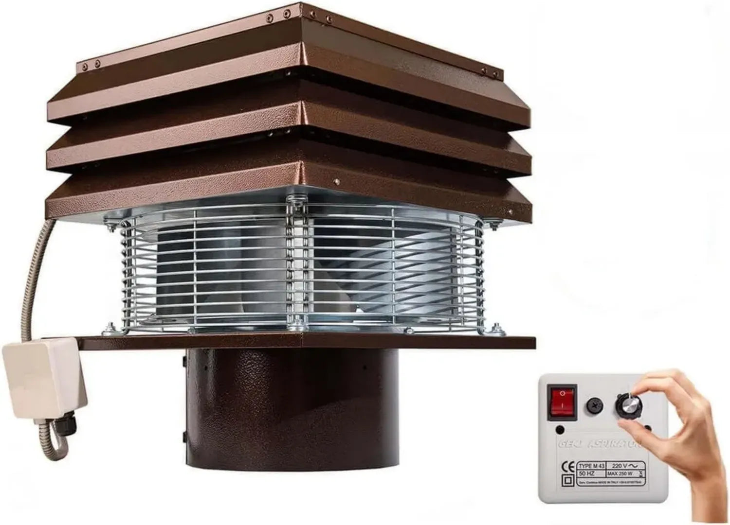 Ventilatore Elettronico Professionale Rotondo 20 cm per Camino e Barbecue
