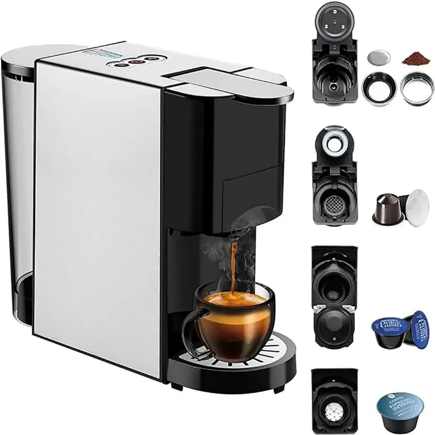 Macchina Espresso 5-in-1 a Capsule, 19 Bar, Ideale per Casa e Viaggio