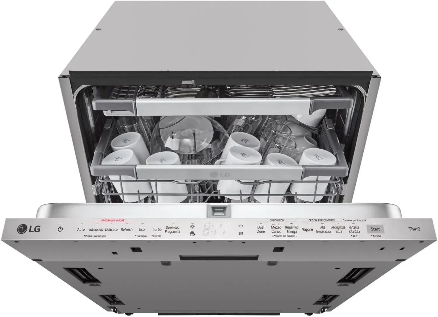 Lavastoviglie Incasso LG QuadWash, 14 Coperti, Classe A, Wi-Fi, Vapore, Apertura Automatica