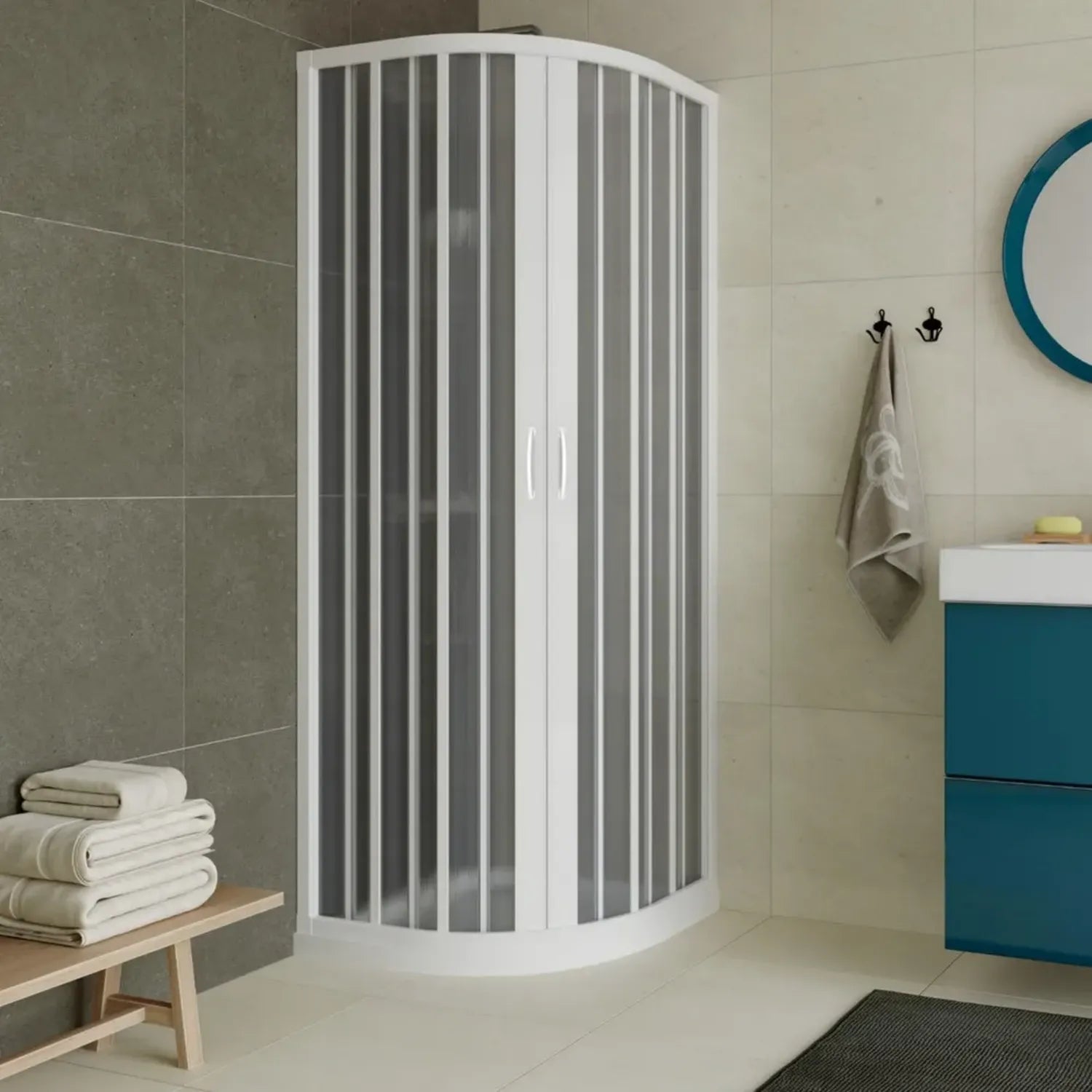 Cabina doccia a soffietto in PVC 80x80 cm altezza 185 cm modello Loto con apertura centrale