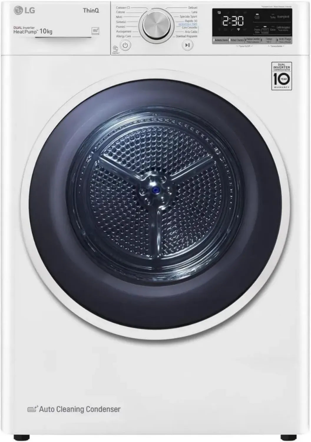 LG Asciugatrice a Pompa di Calore 10kg Wi-Fi, Eco Hybrid, Serie V9, Allergia Care