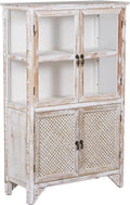 DRW Camino Decorativo in MDF Bianco Stile Decapé 76x32x120 cm