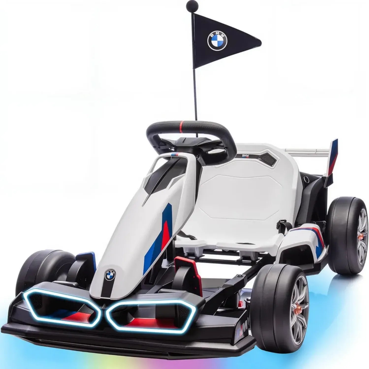 Kart elettrico per bambini con sedile regolabile, 24V 9Ah, motori doppi, modalità drift, licenza BMW