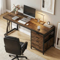 Scrivania Vintage 150cm con Cassetti, Tavolo per Computer e Ufficio, Design Moderno Marrone