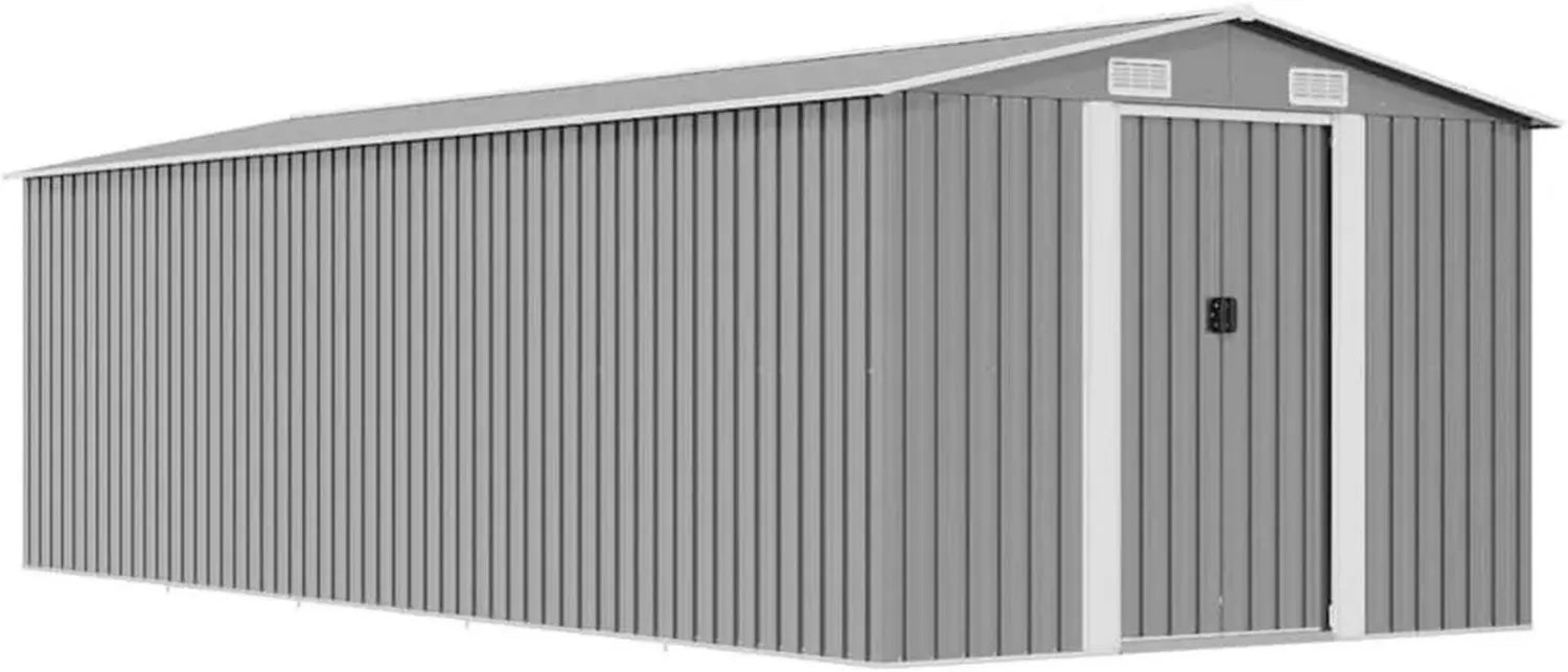 Capanno Metallo Zincato Grigio 257x580x181 cm per Attrezzi da Giardino