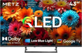 Metz Smart TV QLED 43" 4K con Google TV, HDR10+, Dolby Vision e Atmos, MEMC, EyeCare con Riduzione Luce Blu, Telecomando Bluetooth, Sintonizzatore DVB-T2/C/S2