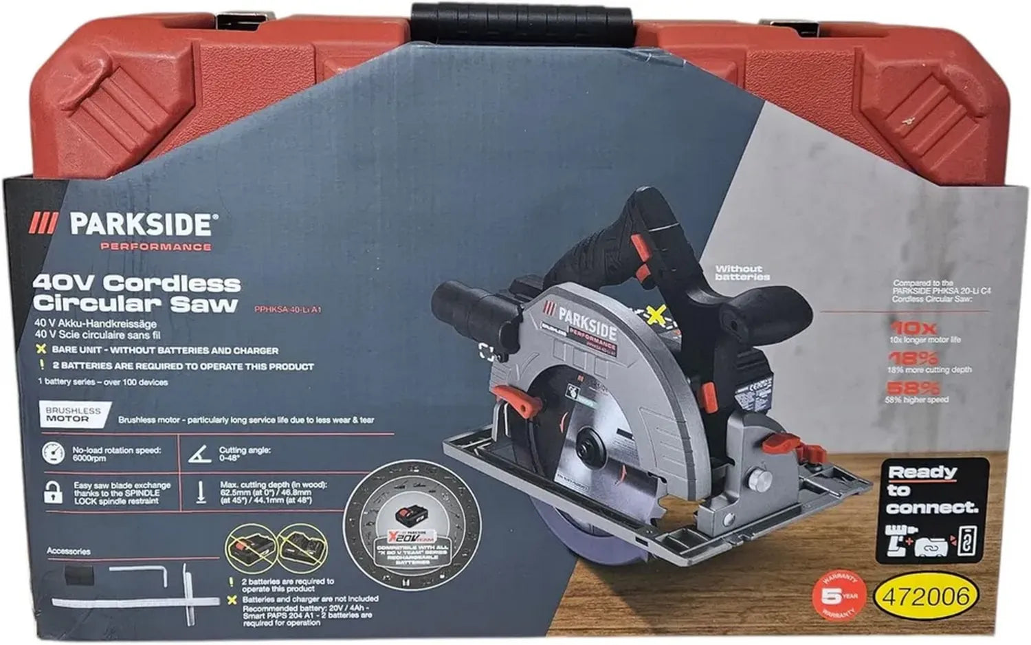 Sega Circolare a Batteria ParkSide 40V Senza Accessori