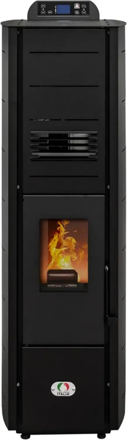 Stufa a Pellet Slim 8 kW Colonna Italia - Design Compatibile per 70m² con Efficienza del 93%, Programmabile e Ventilata, Garanzia 24 Mesi