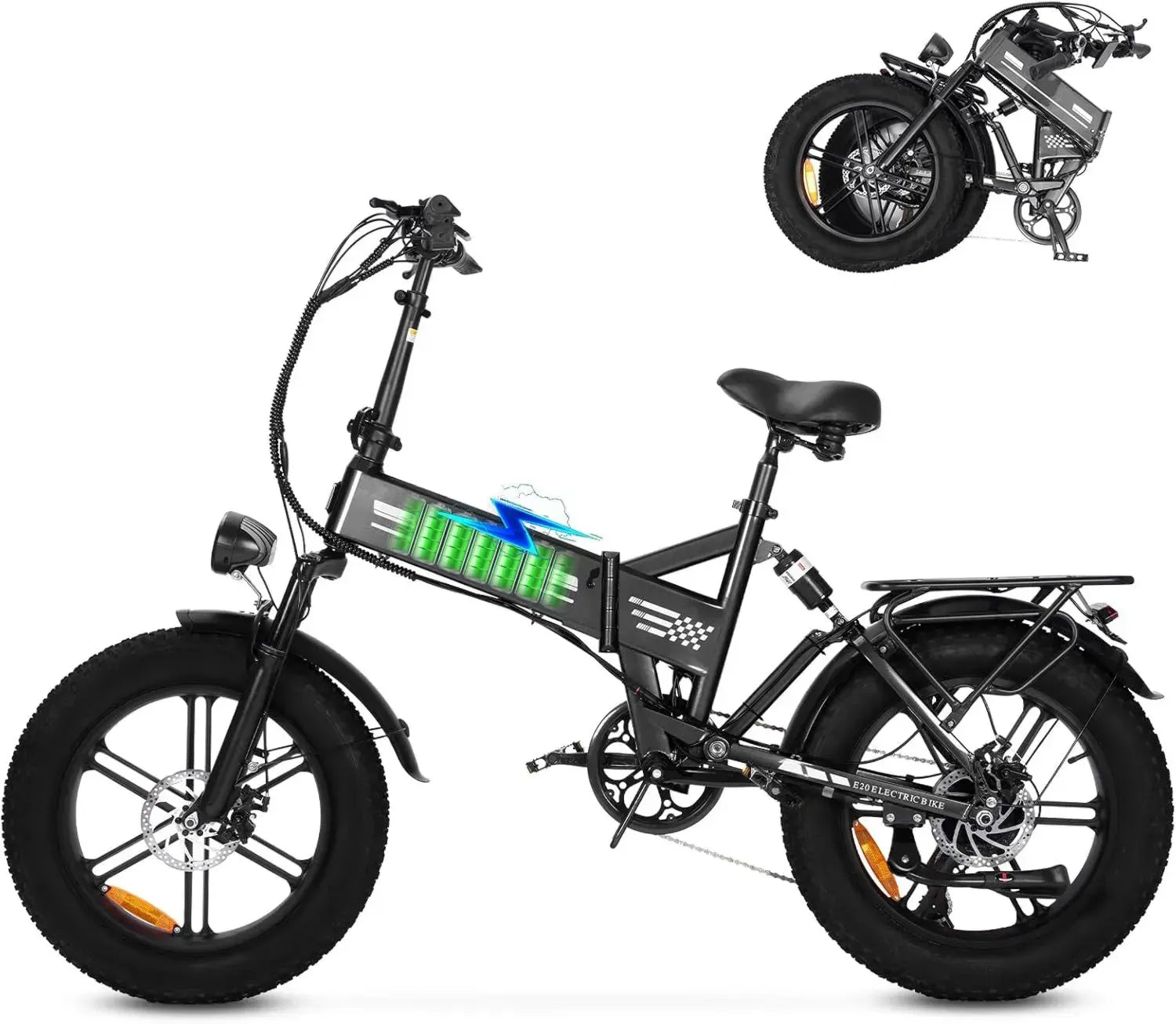 Bicicletta Elettrica Adulti, Autonomia 50-80Km, Pneumatici Fat 20", Batteria 48V Rimovibile, Perfetta per Ogni Terreno