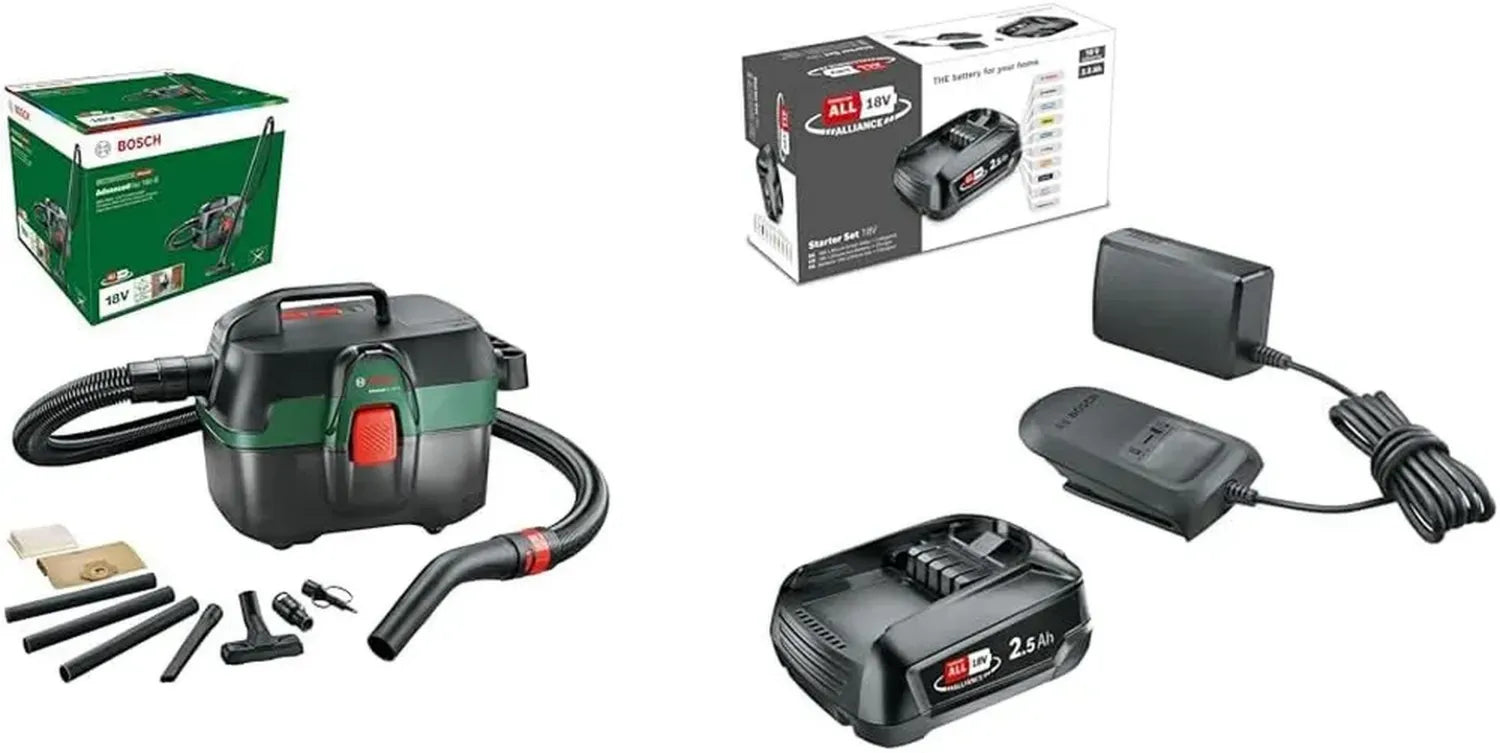 Bosch Aspirapolvere Wet & Dry AdvancedVac 18V-8 (solo corpo, sistema a 18V, accessori inclusi)