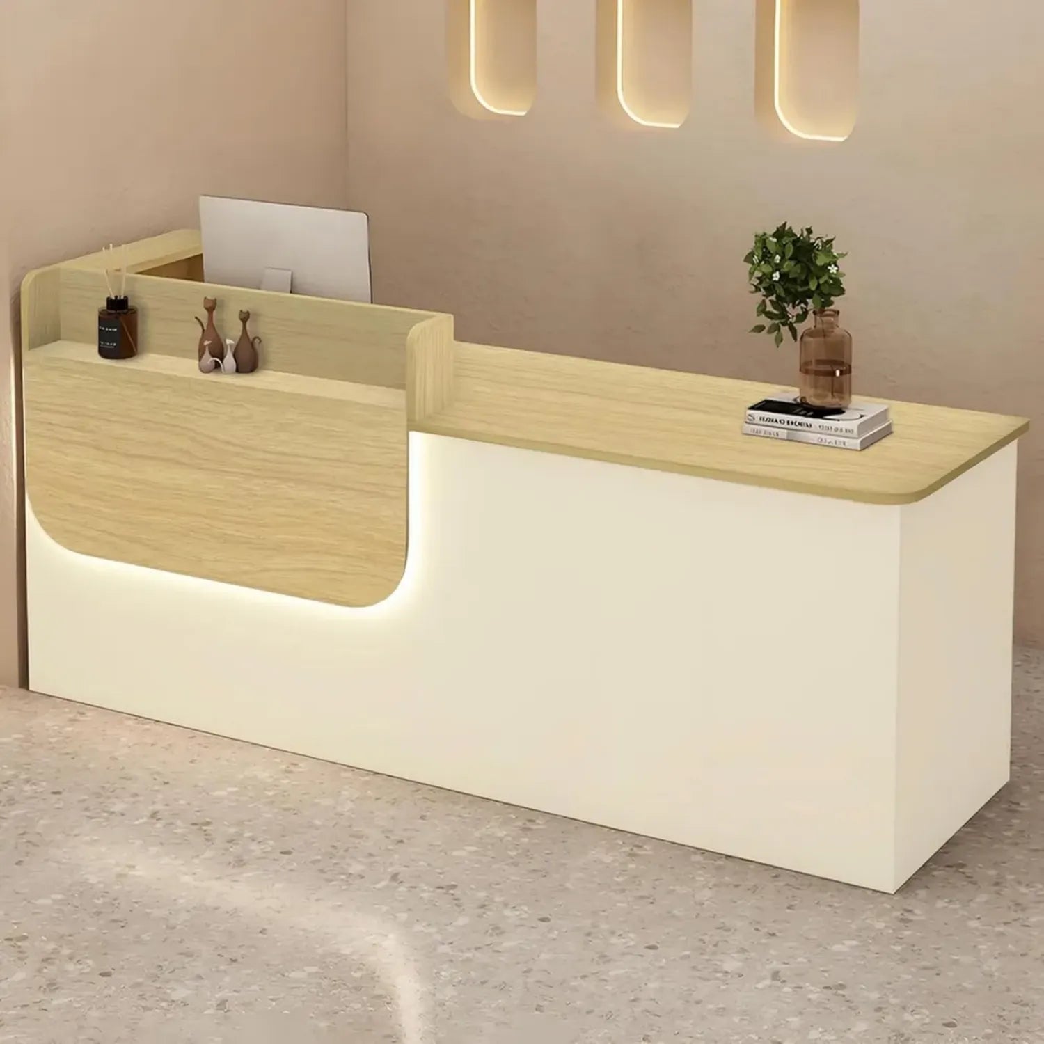 Banco Reception in Legno Massello con Illuminazione LED e Spazio Sicuro