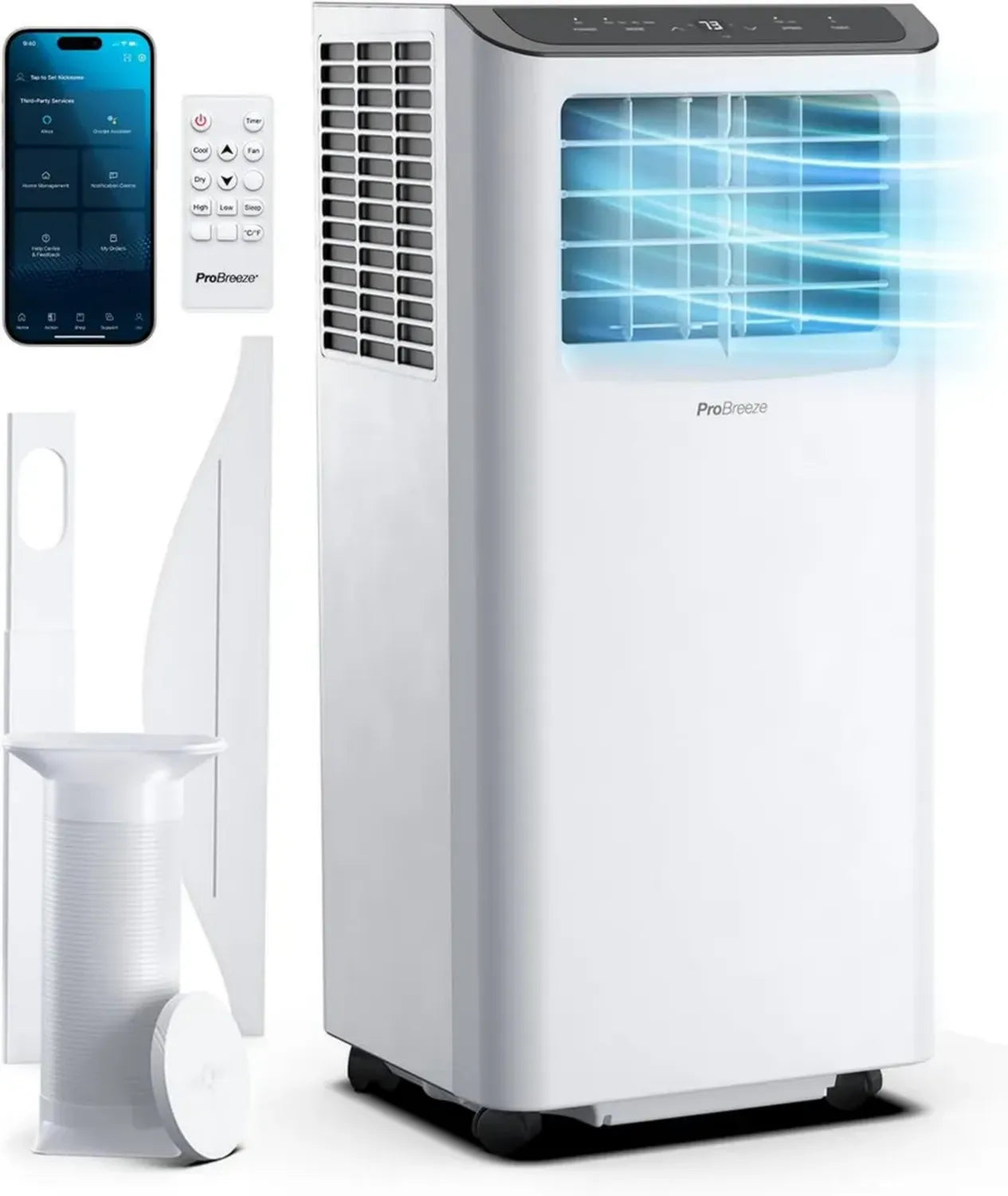 Climatizzatore Portatile Pro Breeze 9000 BTU, 4 in 1 con Telecomando e Timer